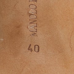 Manolo Blahnik Beige Lizard Leather Open Toe Strappy Sandals Size 40