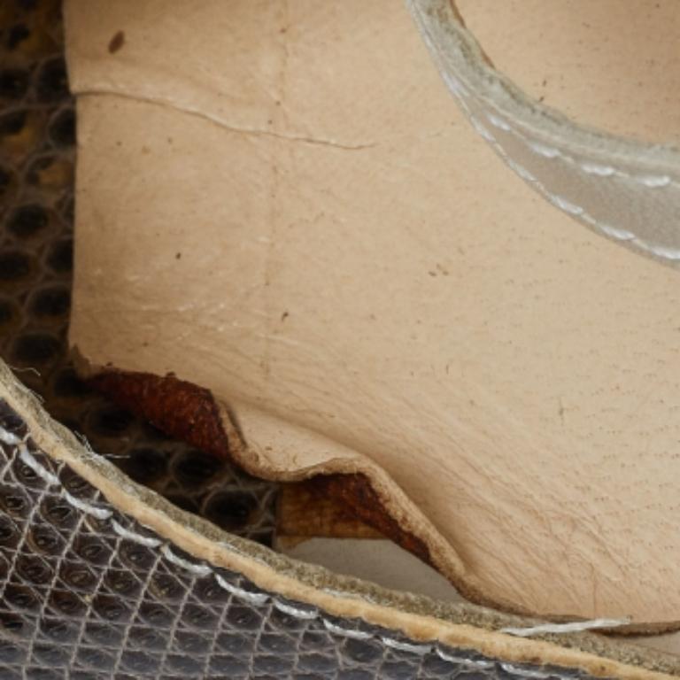 Manolo Blahnik - Sandales à lanières en cuir de lézard beige Taille 40 en vente 1