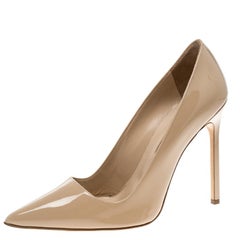 Manolo Blahnik Beige Patent Leather BB Pointed Toe Pumps Size 40