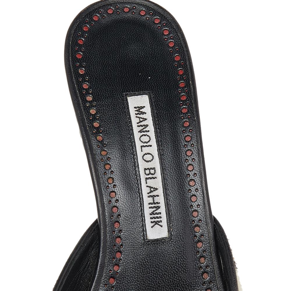 Manolo Blahnik Beige Pony Hair Mafrisa Mule Sandals Size 36.5 1