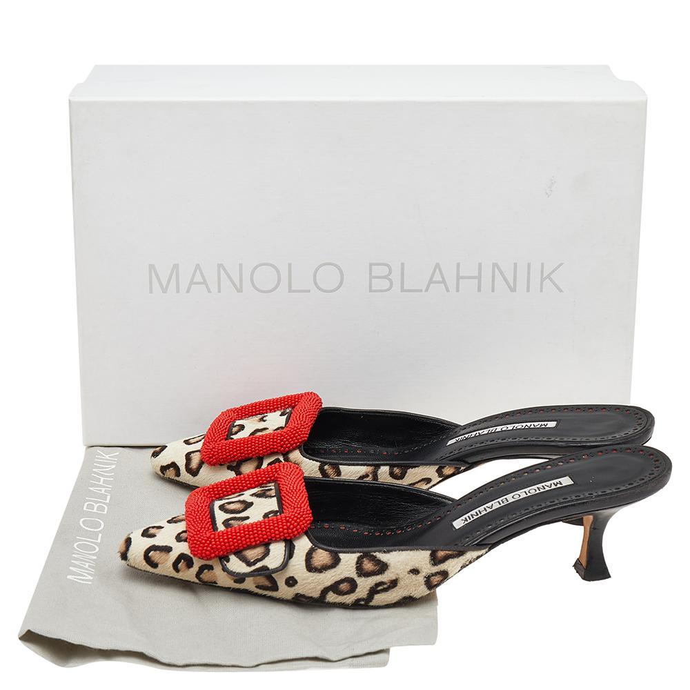 Manolo Blahnik Beige Pony Hair Mafrisa Mule Sandals Size 36.5 3