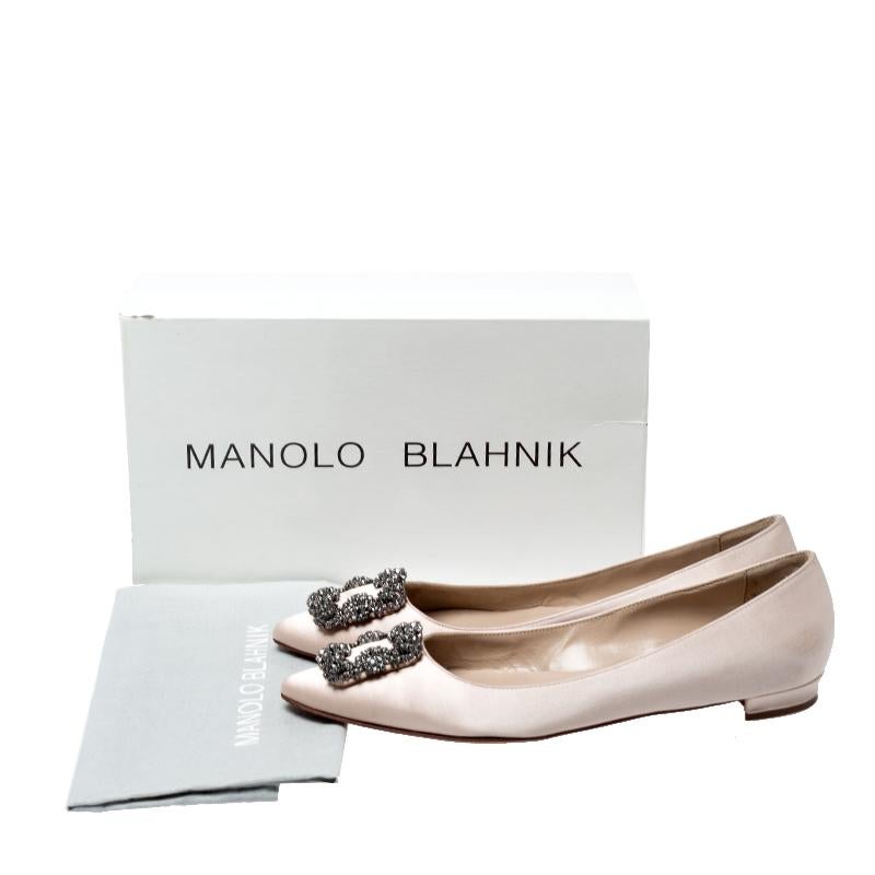 Manolo Blahnik Beige Satin Hangisi Ballet Flats Size 39 2
