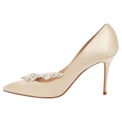 Manolo Blahnik Nadira Beige Satin Nadira Pumps Größe 39