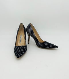 Manolo Blahnik Black and White Polka Dot High Heel Pumps size 37.5