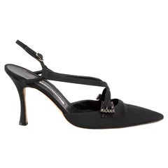 Manolo Blahnik Black Buckled Slingback Heels Size IT 39