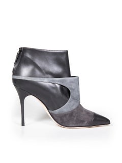 Manolo Blahnik Black Cut-Out Panel Ankle Boots Size IT 41