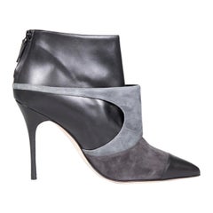 Manolo Blahnik Black Cut-Out Panel Ankle Boots Size IT 41