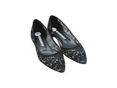 Manolo Blahnik Black Lace Flats