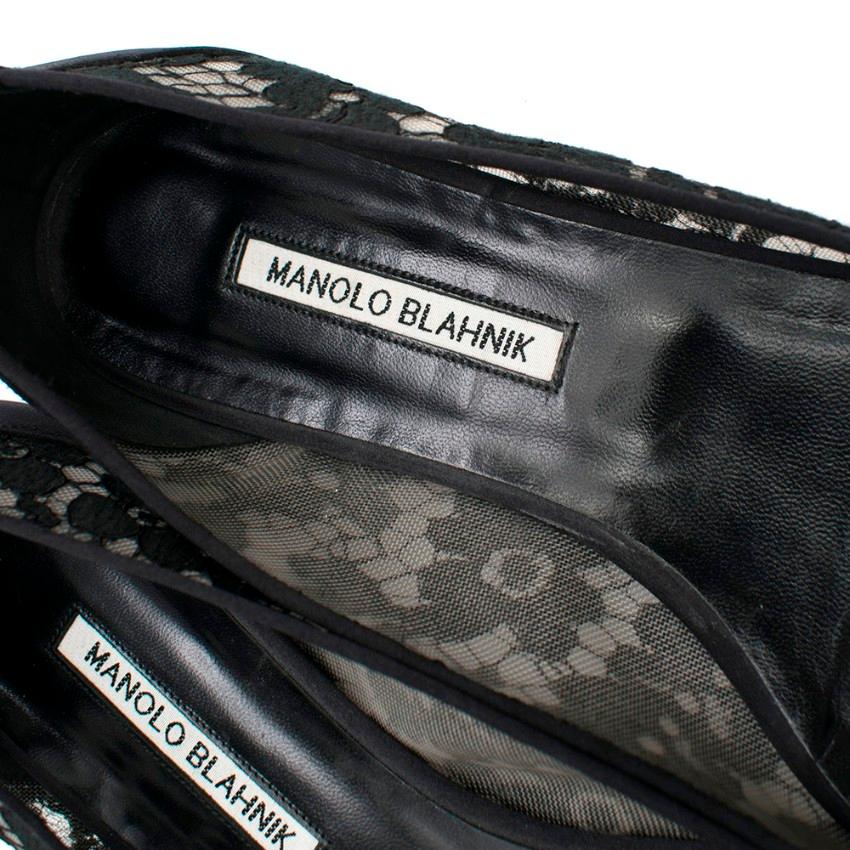 Manolo Blahnik Black Lace Pointed Hangisi Ballerinas 41 2