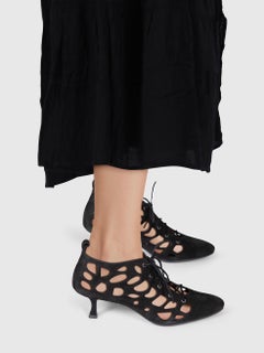 Manolo Blahnik Black Laser Cut Suede Boots Size IT 40