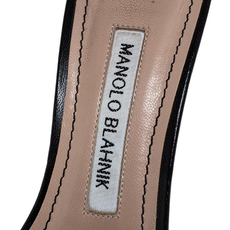 Manolo Blahnik Black Leather Chaos Ankle Strap Sandals Size 36 1