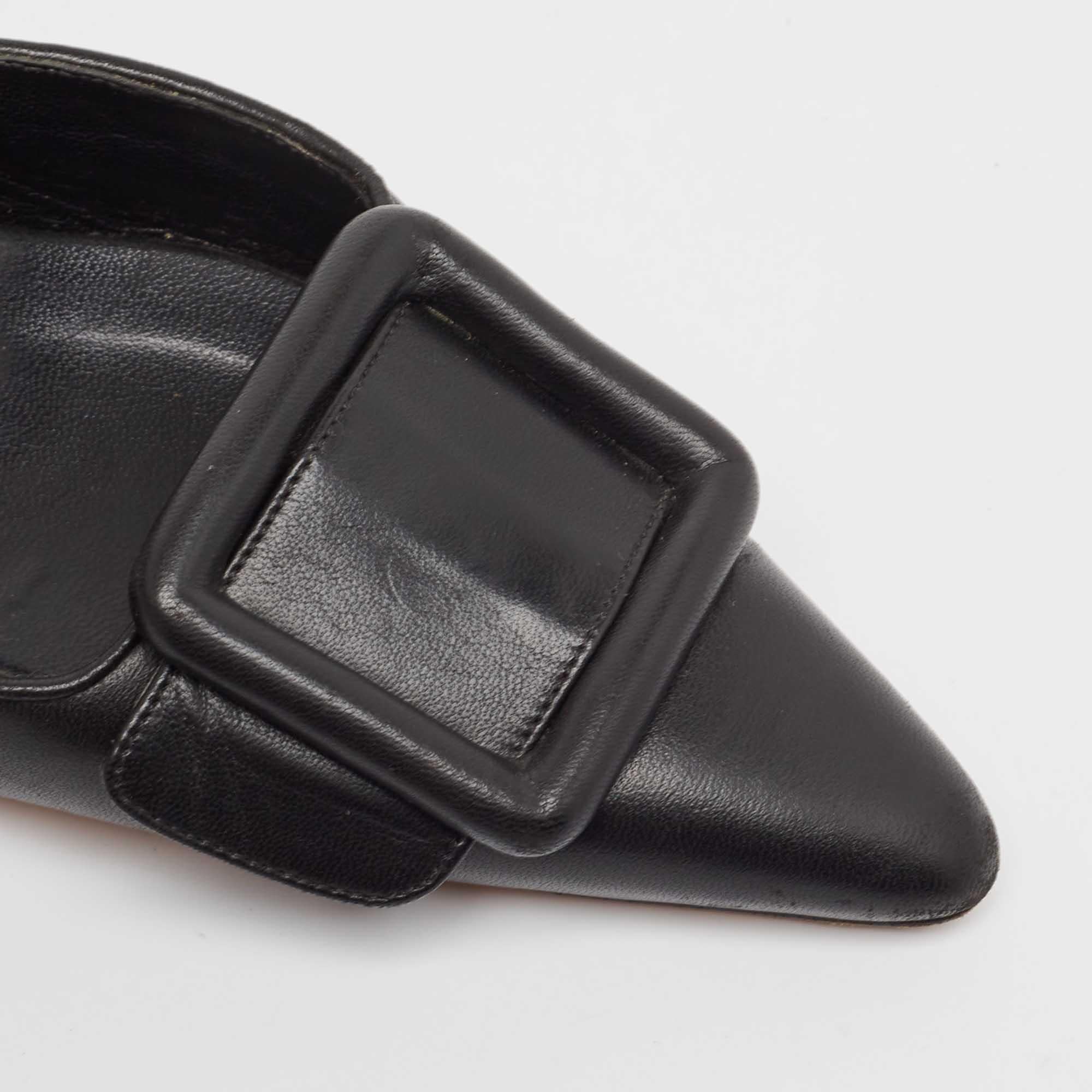 Manolo Blahnik Black Leather MaySale Mules Size 37 3