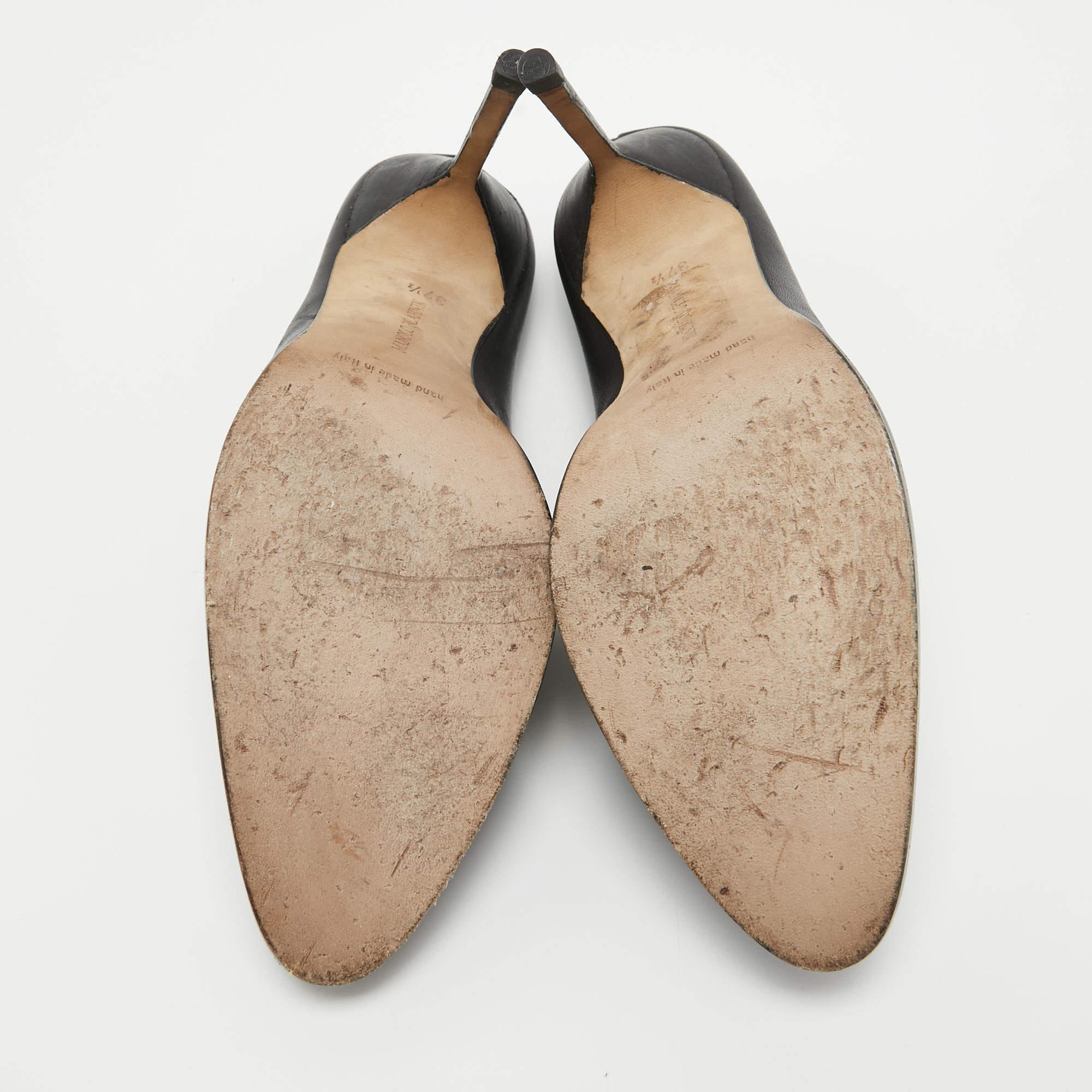 Manolo Blahnik Black Leather Mules Size 37.5 2