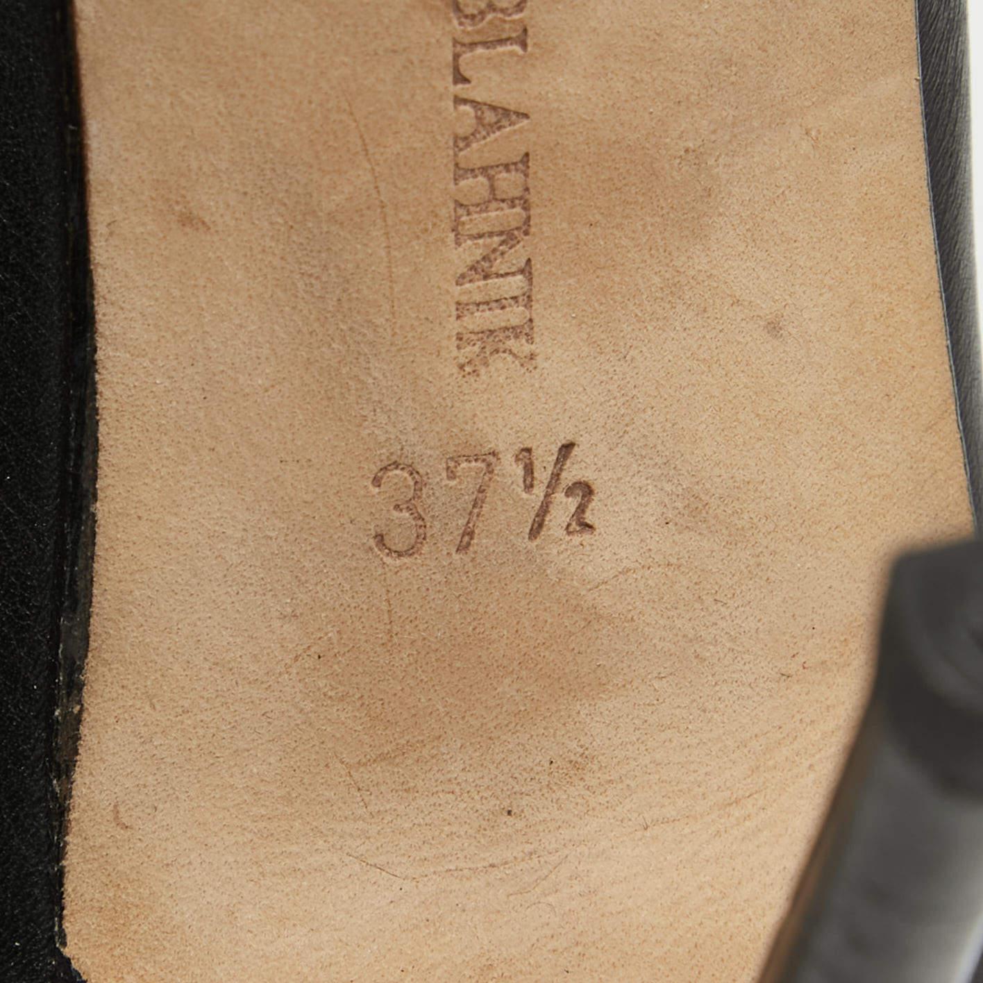 Manolo Blahnik Black Leather Mules Size 37.5 5