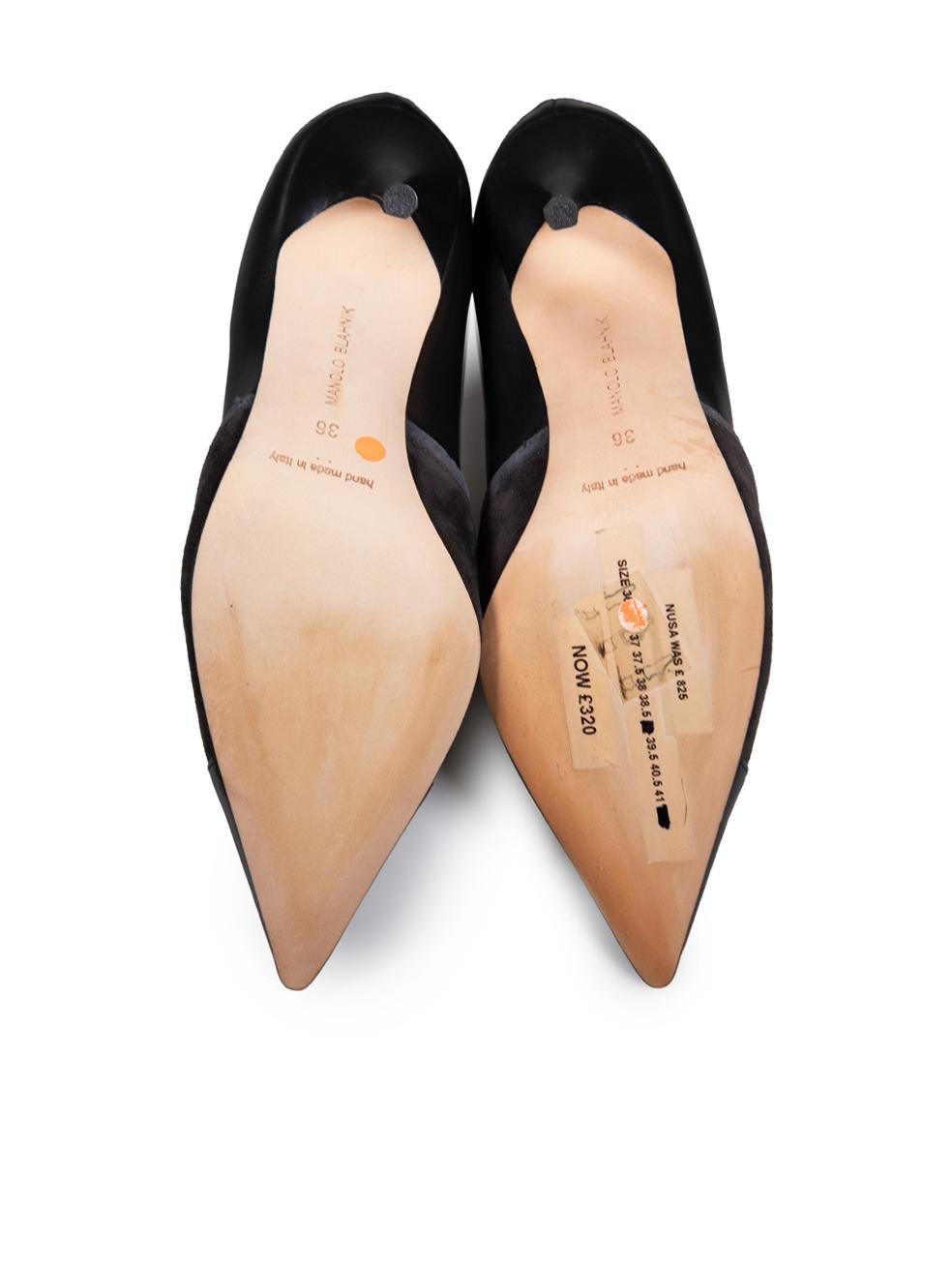 Manolo Blahnik - Bottines en cuir noir à empiècements - Taille IT 36 Bon état - En vente à London, GB