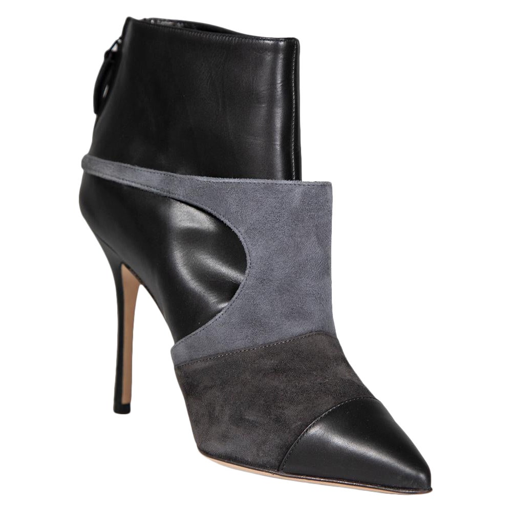 Manolo Blahnik - Stivaletti con pannelli in pelle nera Taglia IT 36
