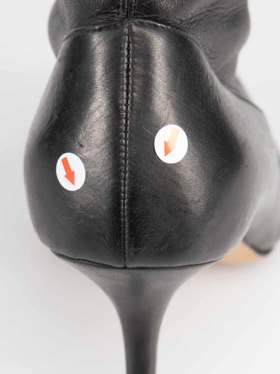 Manolo Blahnik Black Leather Point Toe Knee Boots Size IT 38.5 1