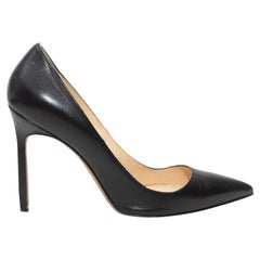 Manolo Blahnik Black Leather Pointed-Toe Pumps