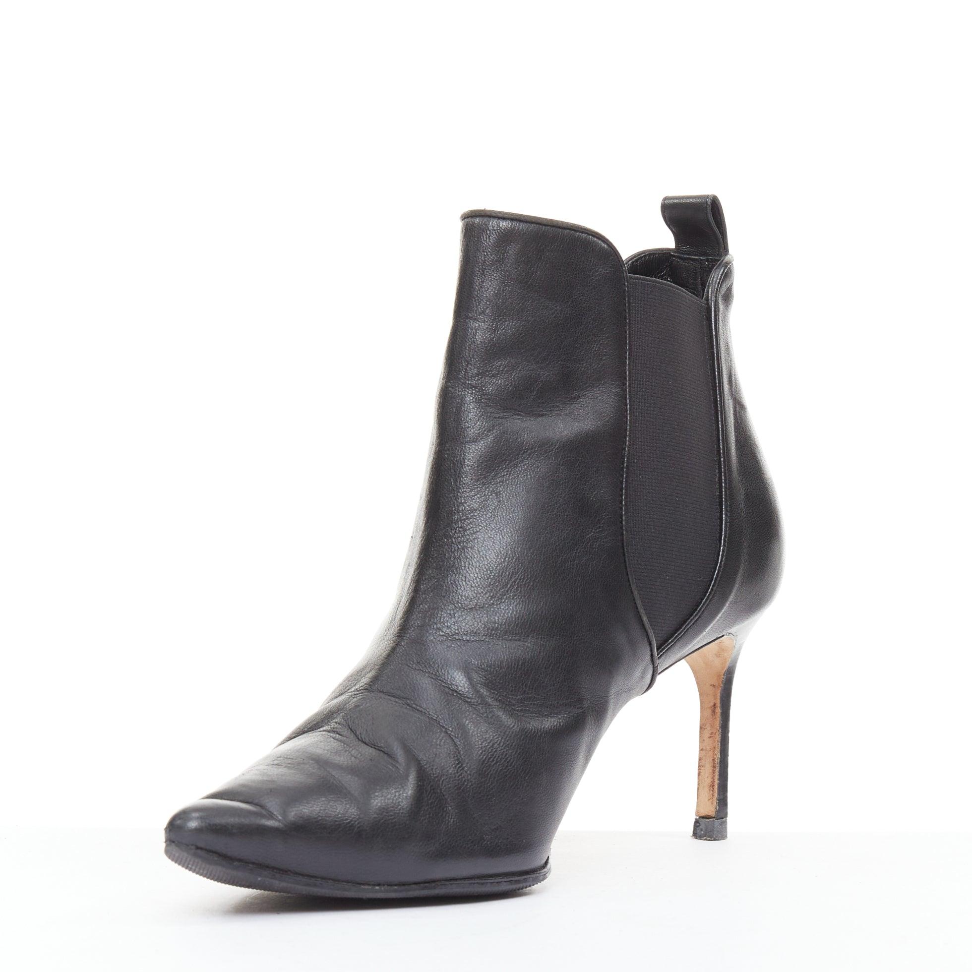 MANOLO BLAHNIK black leather pointy toe ankle boot heels EU39.5 en Bastante bueno estado para la venta en Hong Kong, NT