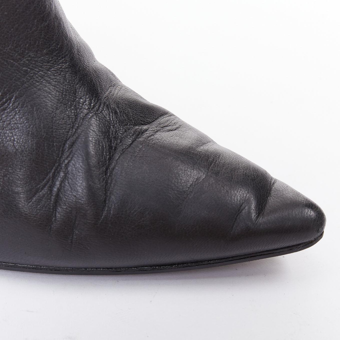 MANOLO BLAHNIK black leather pointy toe ankle boot heels EU39.5 en venta 2