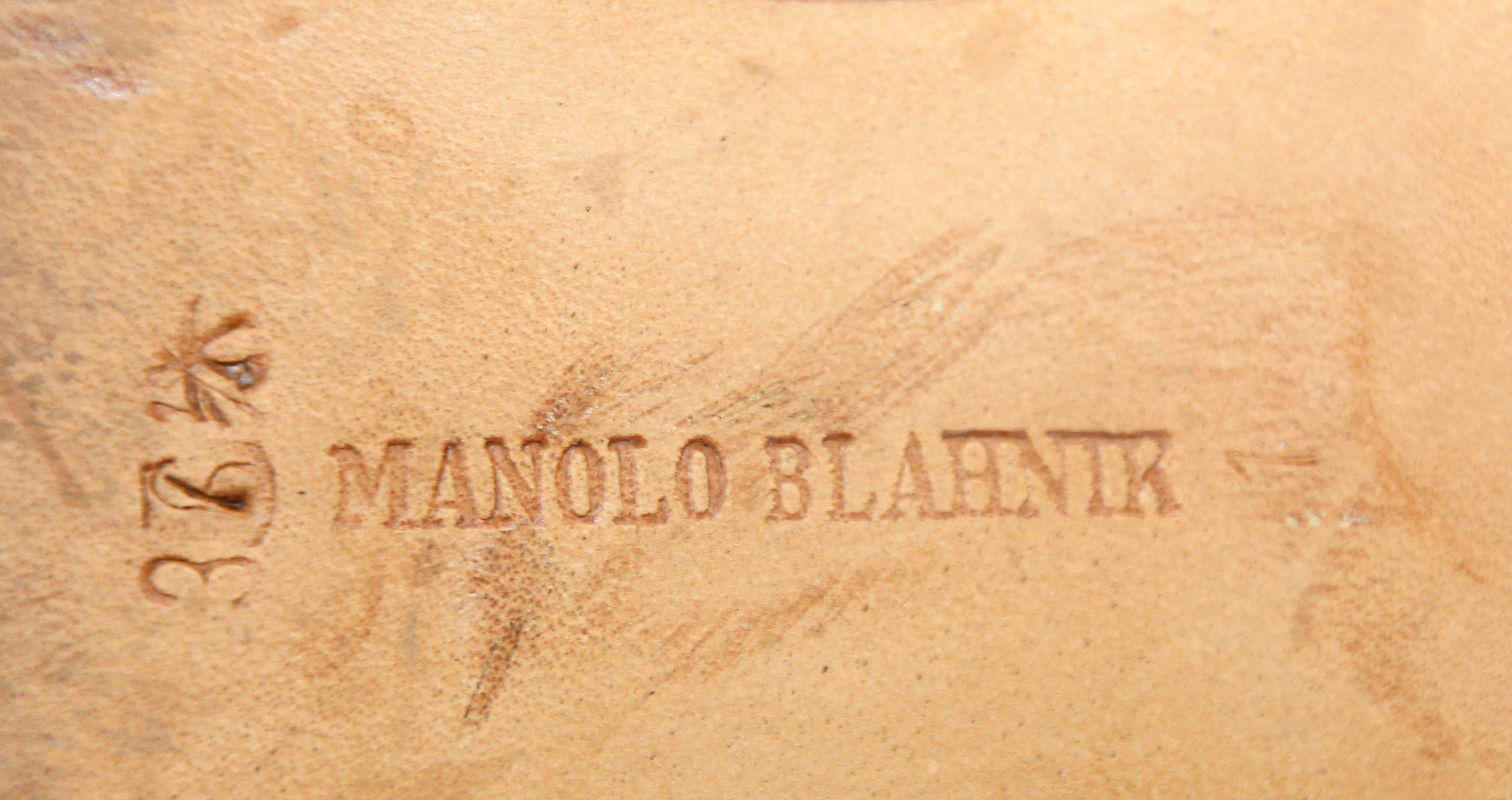 Manolo Blahnik Black Leather Slingback Pumps - Size 37 For Sale 9