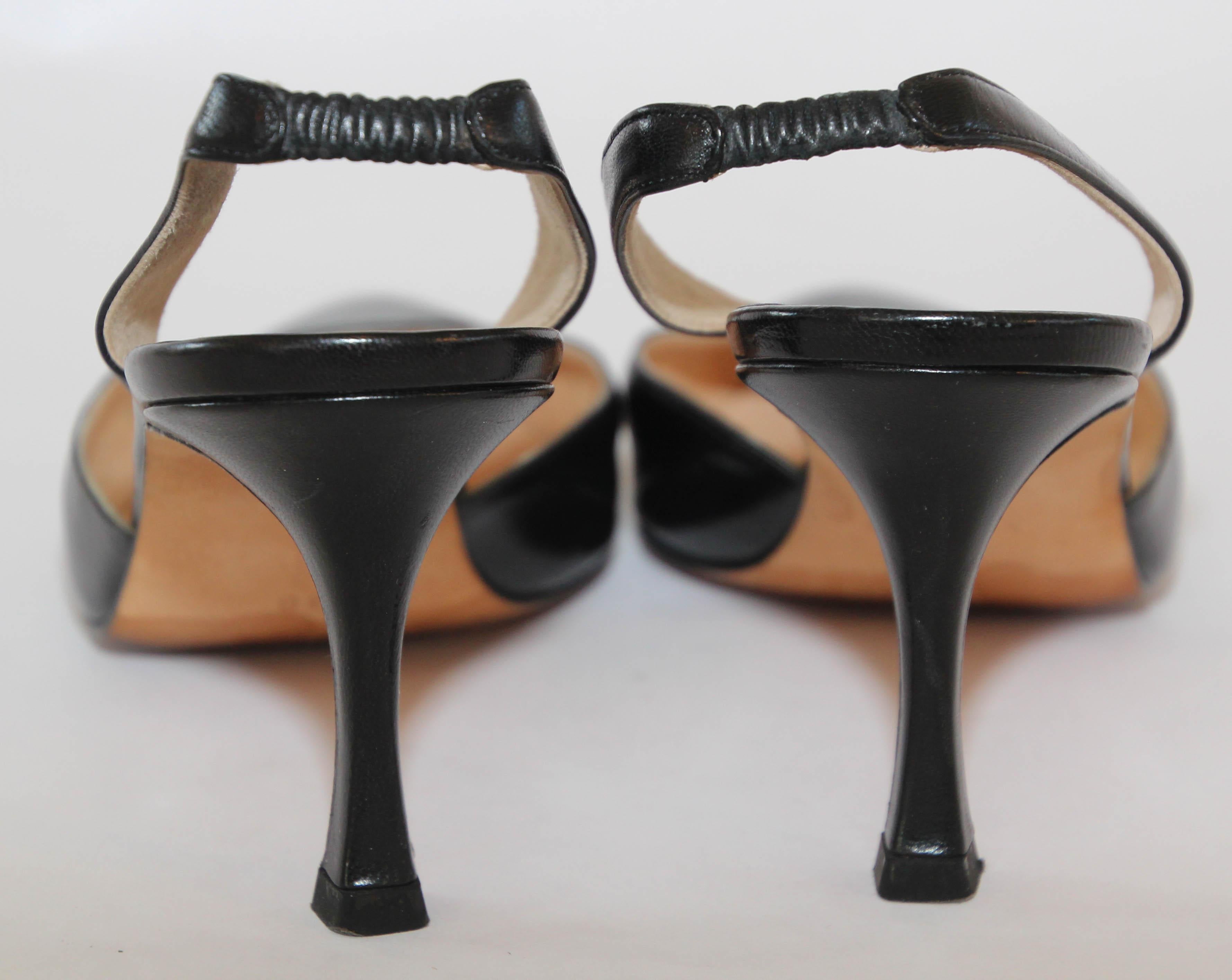 manolo blahnik black leather pumps