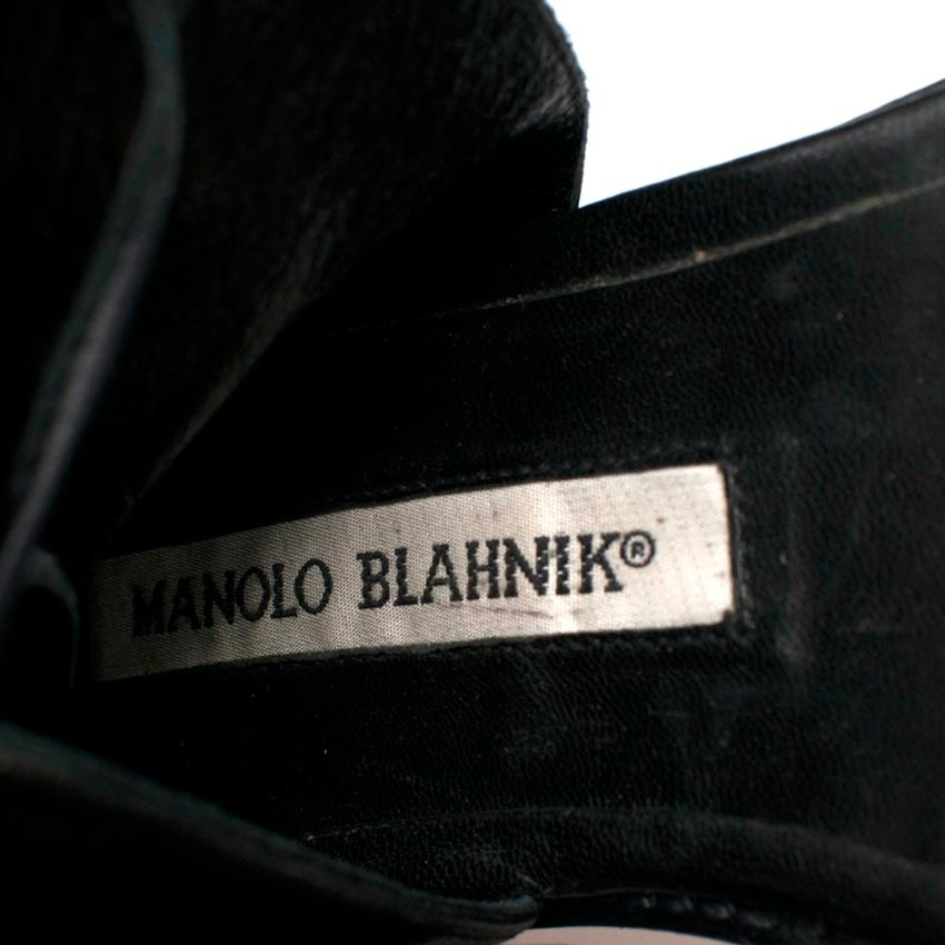 Manolo Blahnik Black Leather Vestalapla Laceup Sandals - Size EU 40 For Sale 1