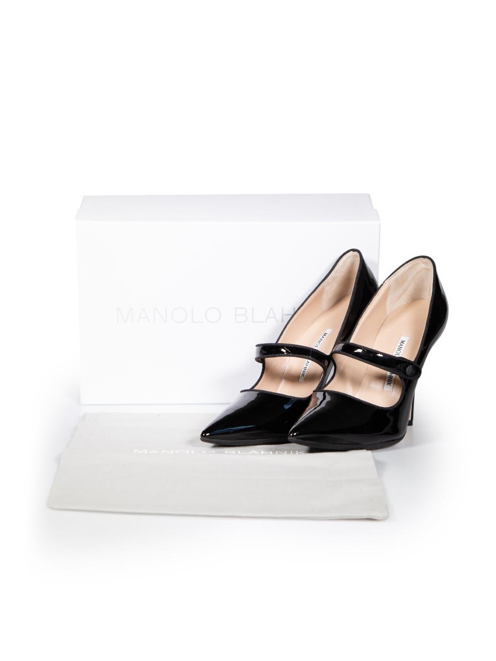 Manolo Blahnik Black Patent Campari 105 Heels Size IT 39.5 1