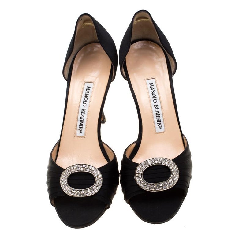 Escarpins Manolo Blahnik SEDARABY Cuir Effet Doré – Taille 40,5 – Bout Ouvert Et Talon Haut – Neuf Sans Boîte