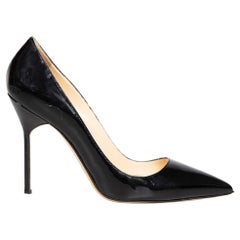 Used Manolo Blahnik Black Pointed Toe Patent Pumps Size IT 38.5