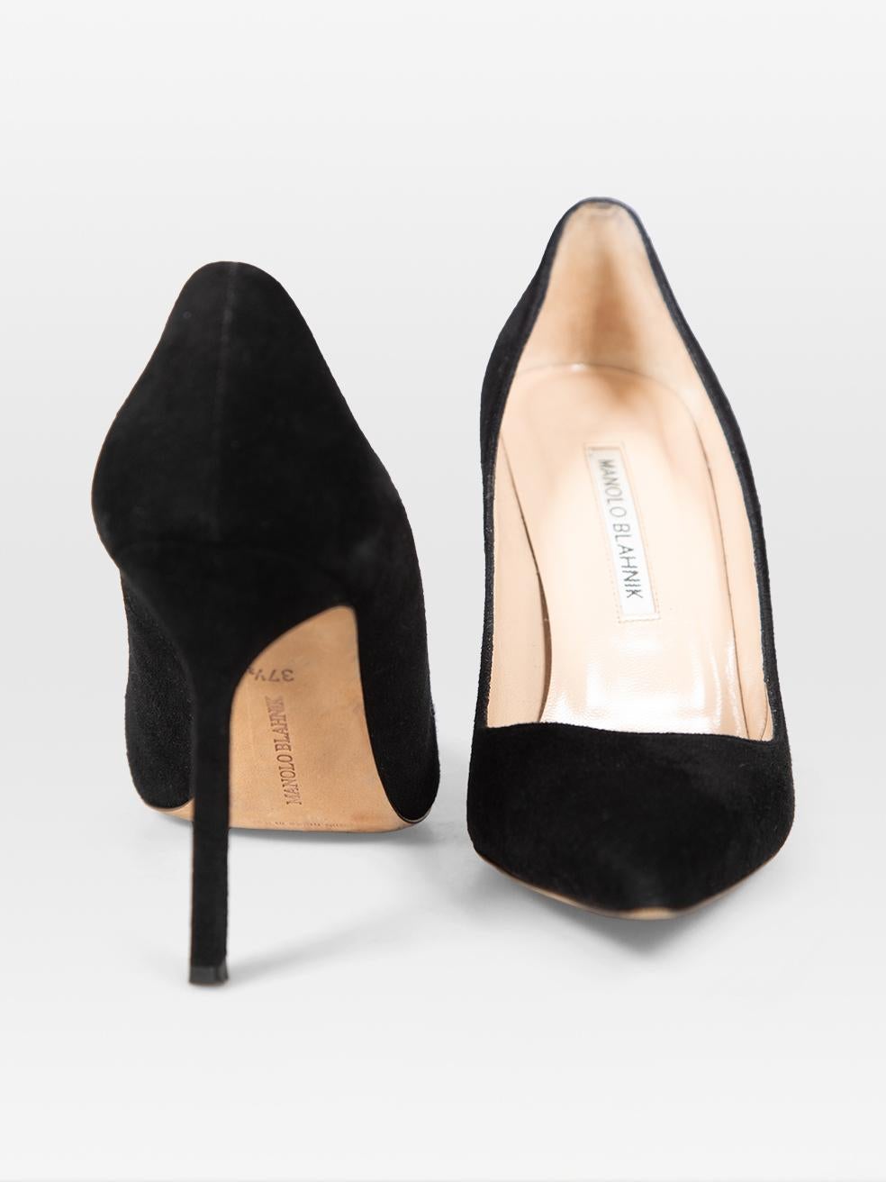 Manolo Blahnik Zapatos de tacón de ante con punta negros Talla IT 37.5 Negro