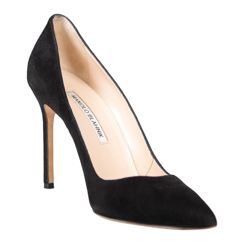 Manolo Blahnik Zapatos de tacón de ante con punta negros Talla IT 37.5