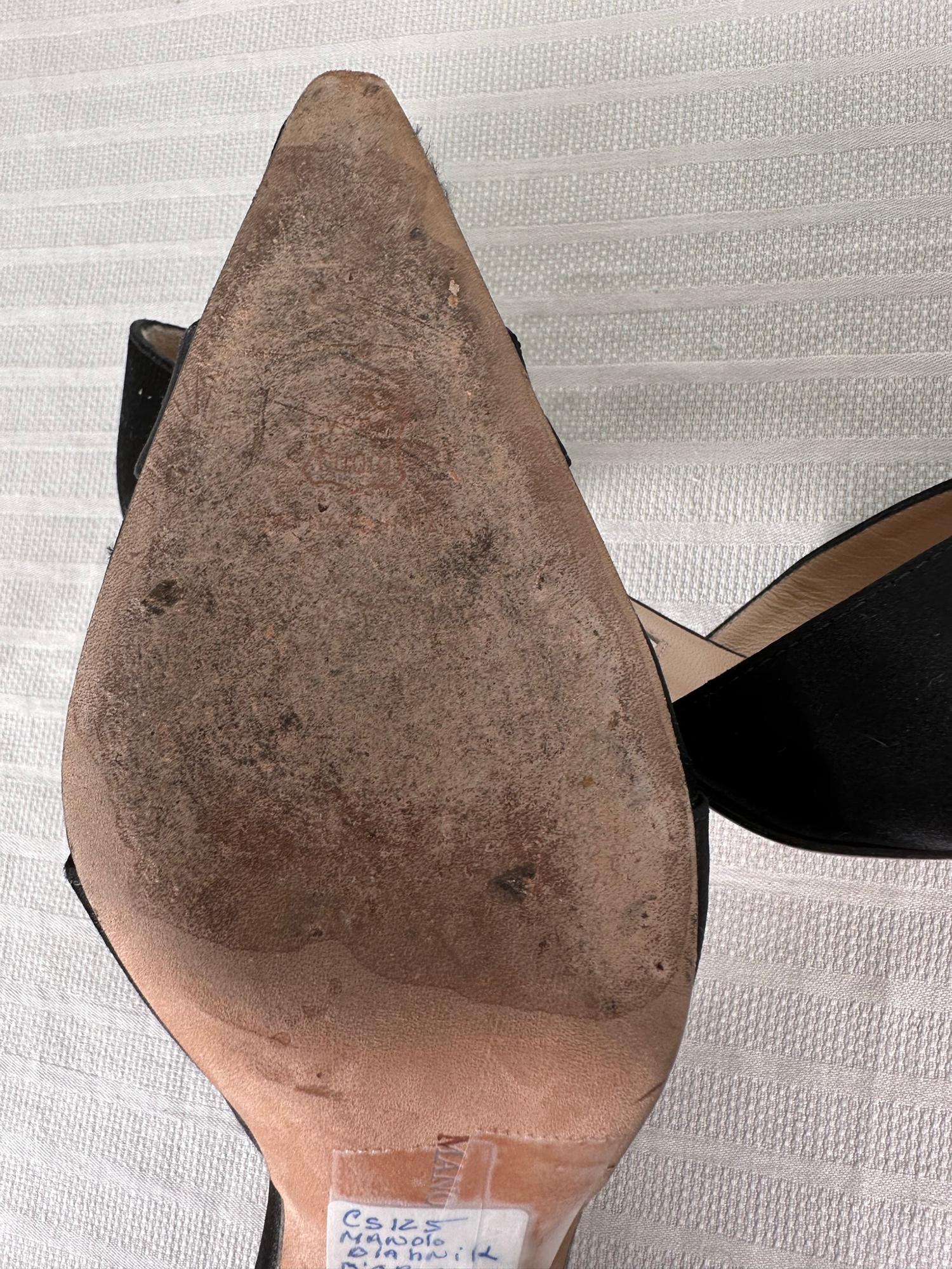 Manolo Blahnik Black Satin Butterfly D'Orsay High Heel Pumps 37 1/2 For Sale 5