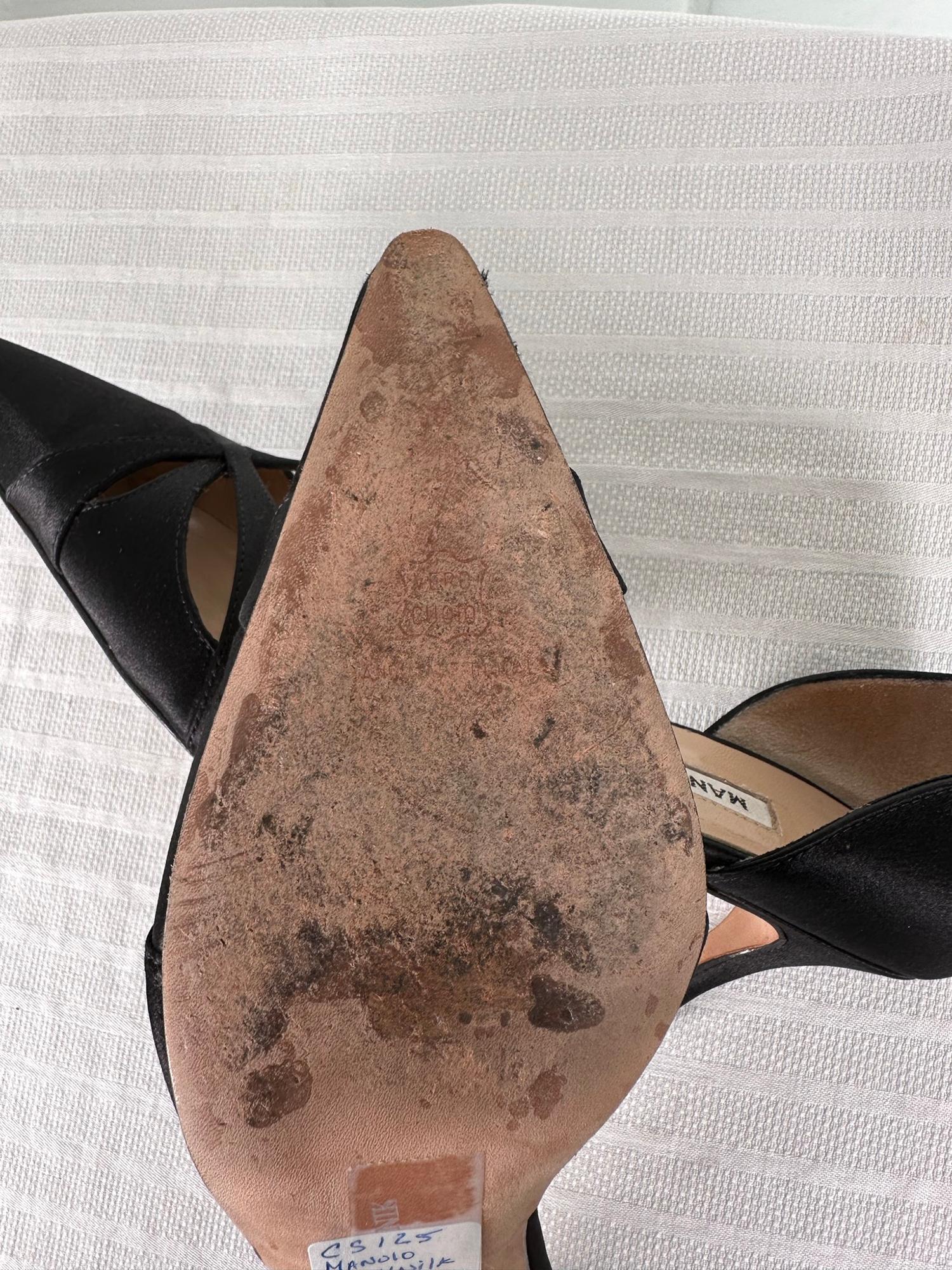 Manolo Blahnik Black Satin Butterfly D'Orsay High Heel Pumps 37 1/2 For Sale 6