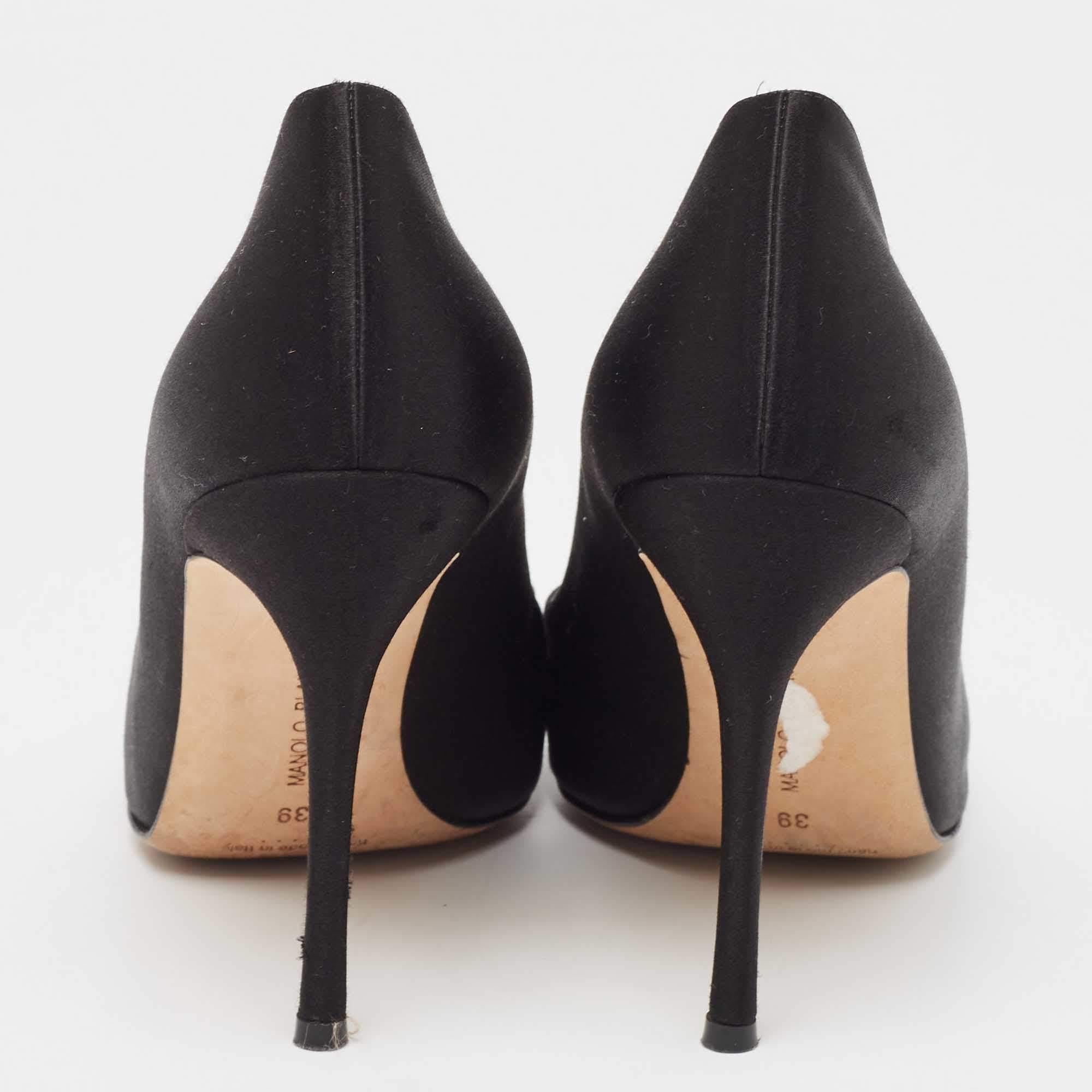 Manolo Blahnik Black Satin Crystal Embellished Pumps Size 39 1