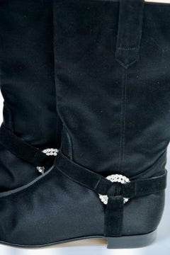 Manolo Blahnik Black Satin Evening Boots