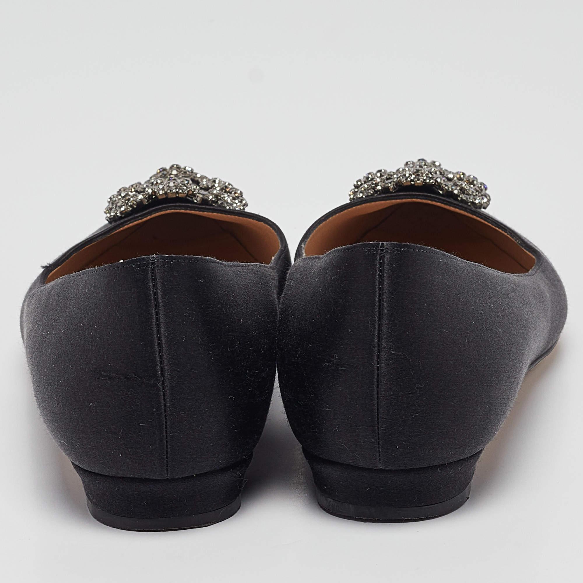 Manolo Blahnik Black Satin Hangisi Ballet Flats Size 41 1