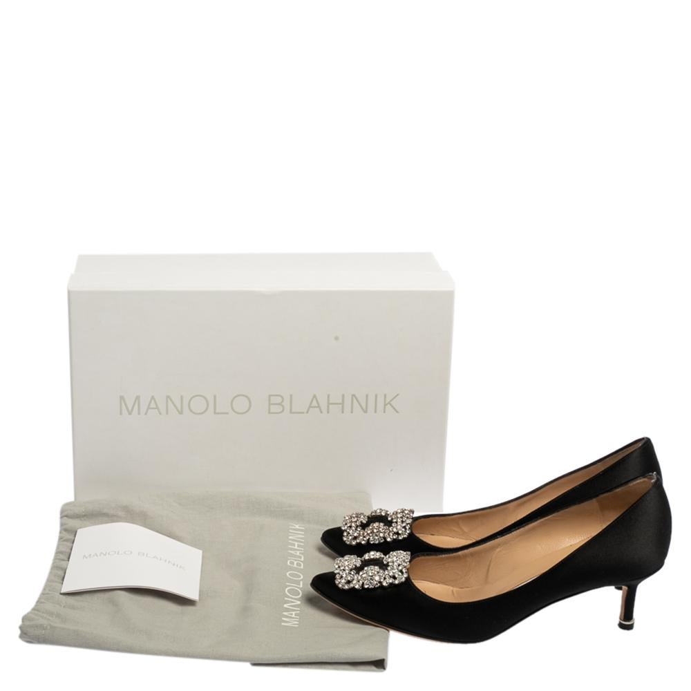 Manolo Blahnik Black Satin Hangisi Pumps Size 37.5 1