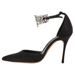 Manolo Blahnik Black Satin Sicariata Pumps Size 40