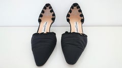 Manolo Blahnik Black Silk with Spirals Heels