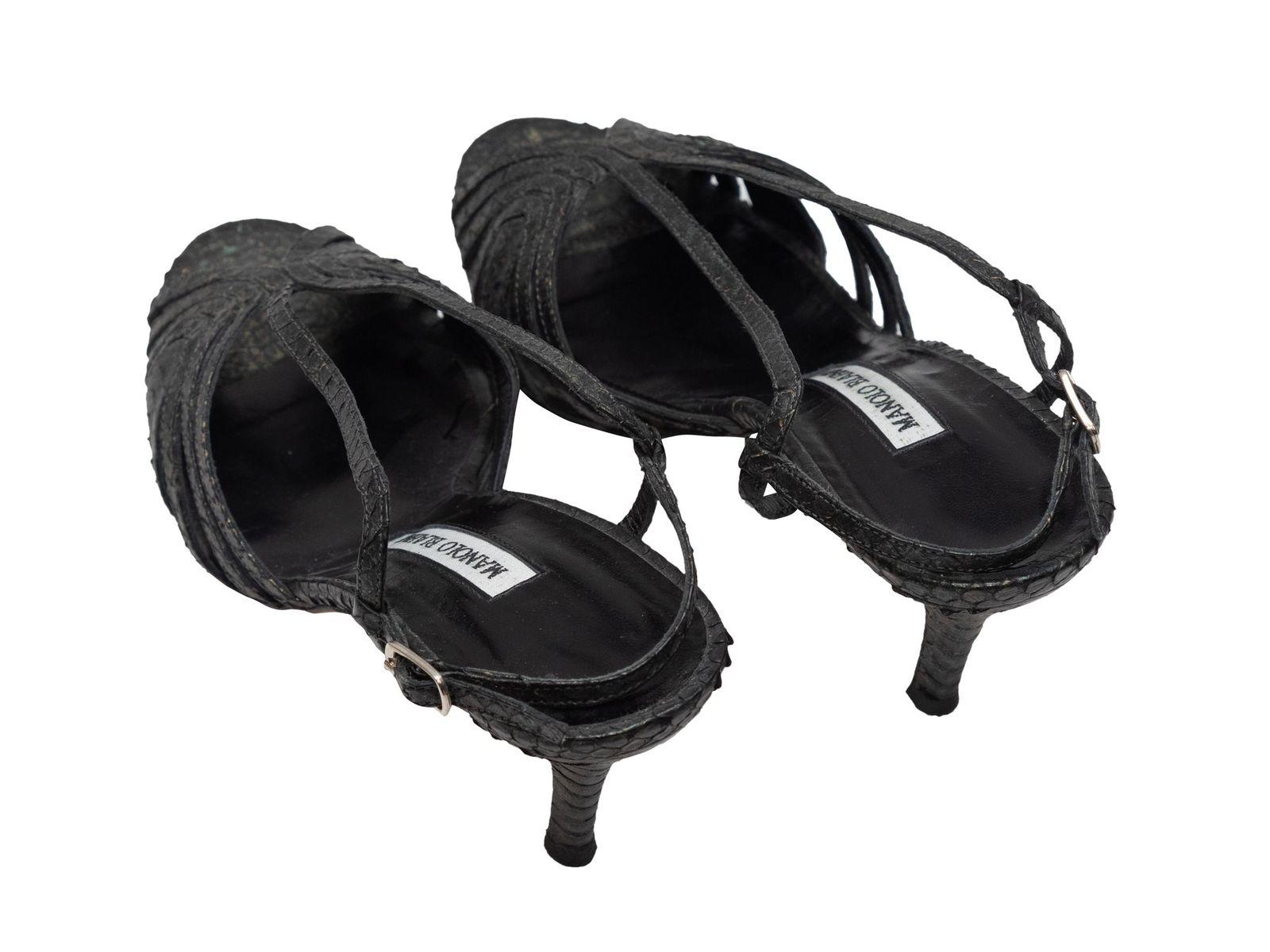 Women's Manolo Blahnik Black Snakeskin Slingback Sandals