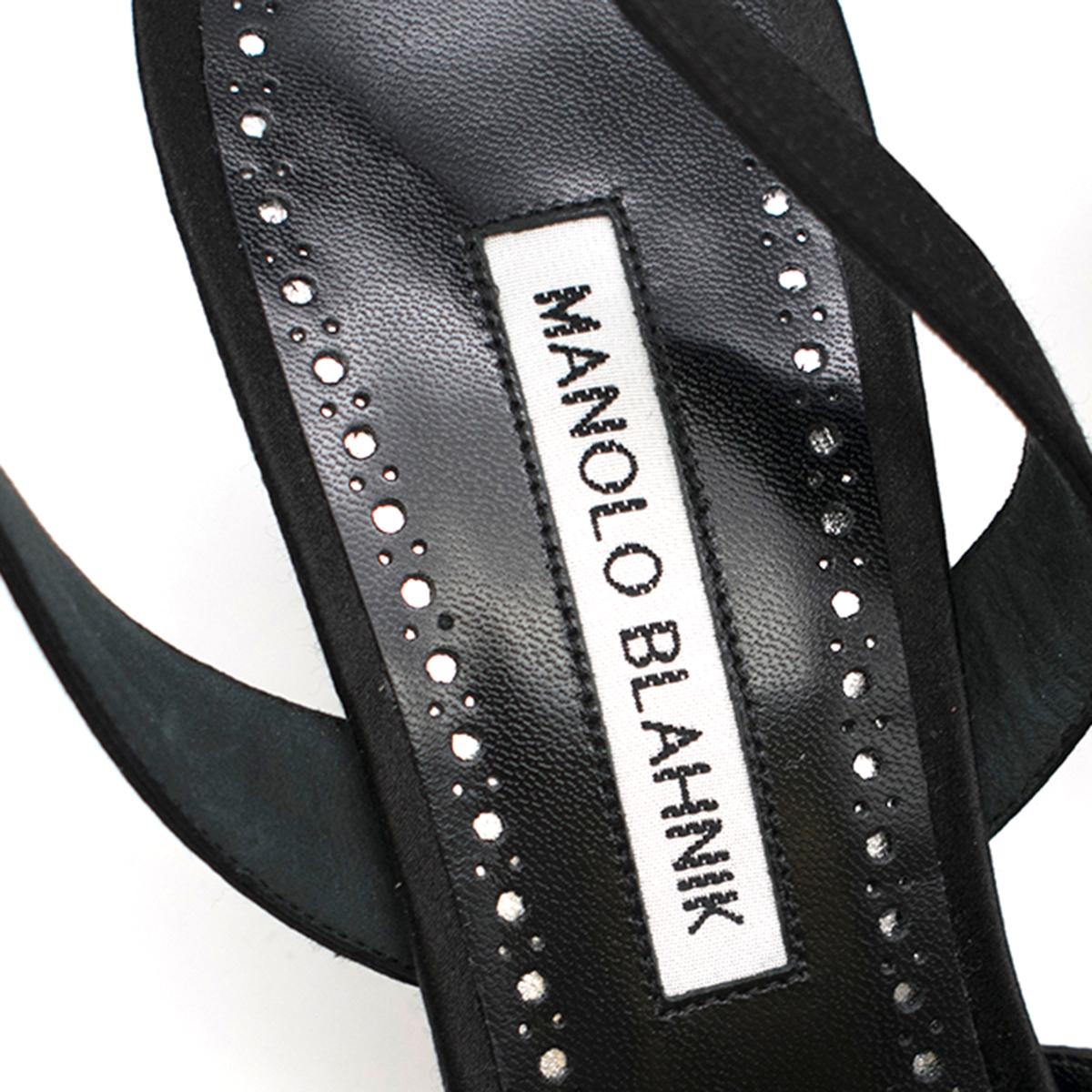 Women's Manolo Blahnik Black Spuriasli 70mm Slingback Pumps 40 For Sale
