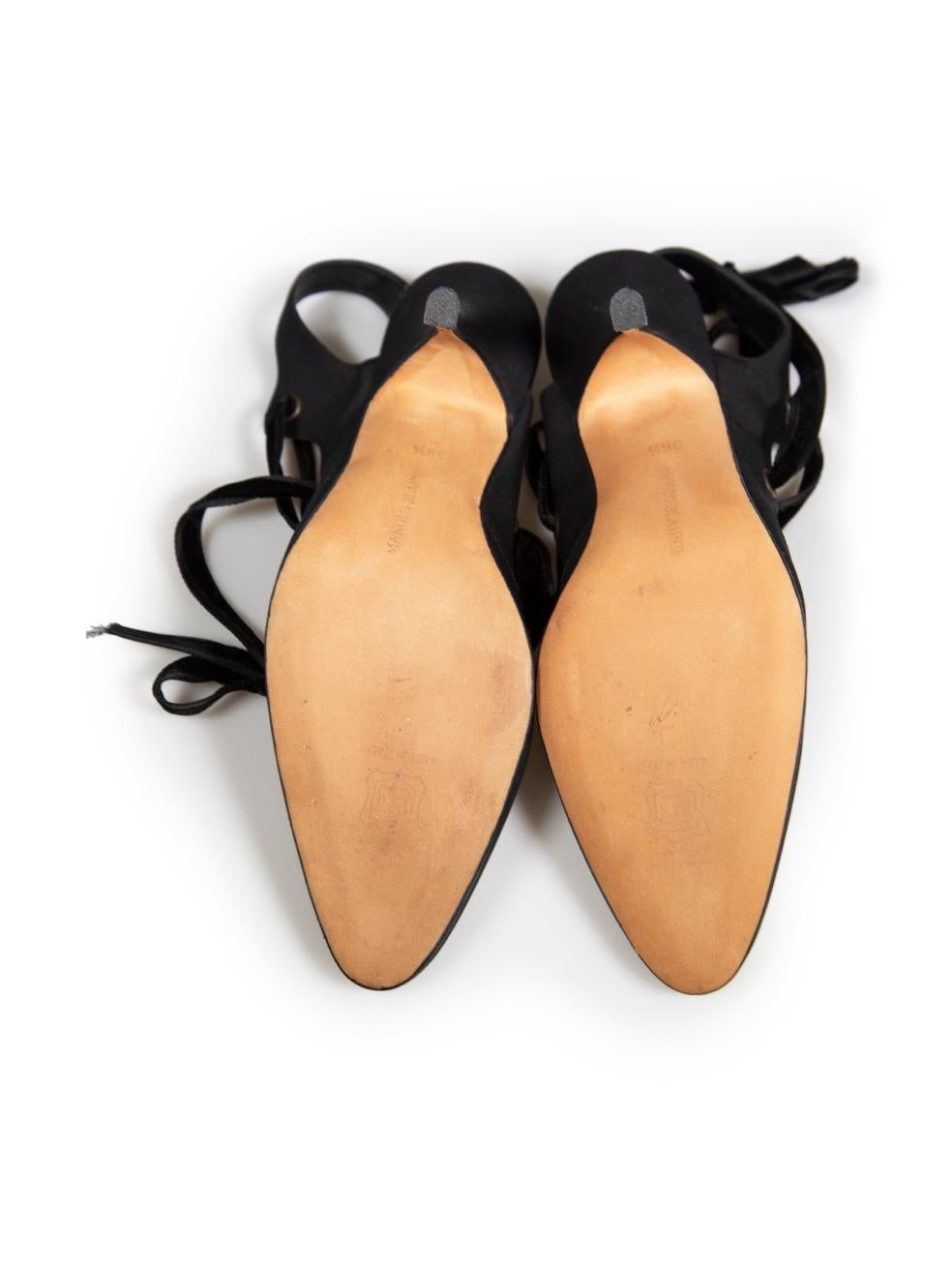 Women's Manolo Blahnik Black Strappy Pointed Toe Heels Size IT 36.5 For Sale