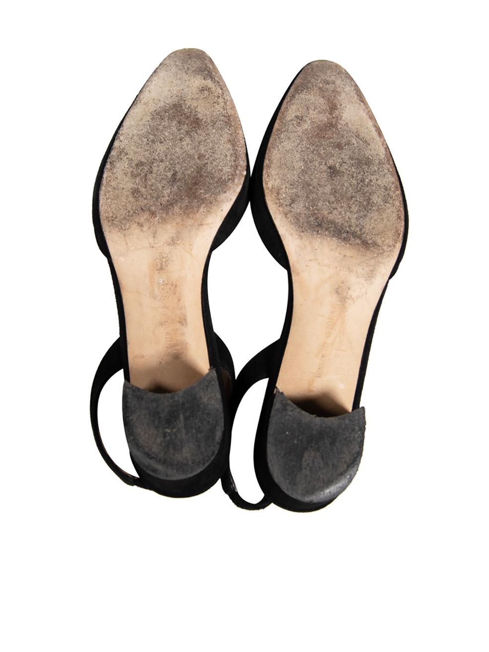 Women's Manolo Blahnik Black Suede Aspro Pointed Toe Heels Size IT 37