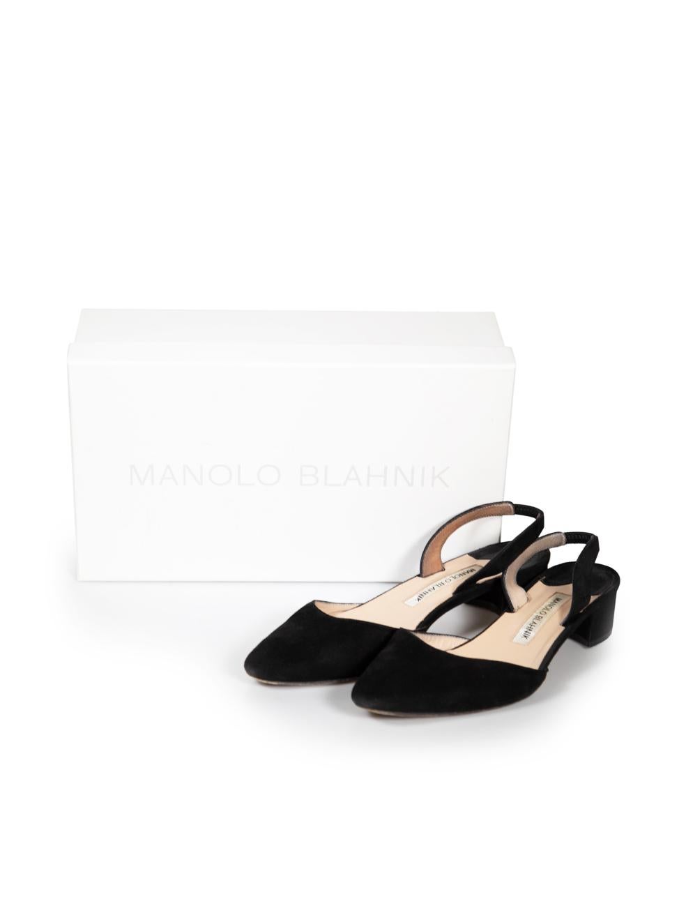 Manolo Blahnik Black Suede Aspro Pointed Toe Heels Size IT 37 3