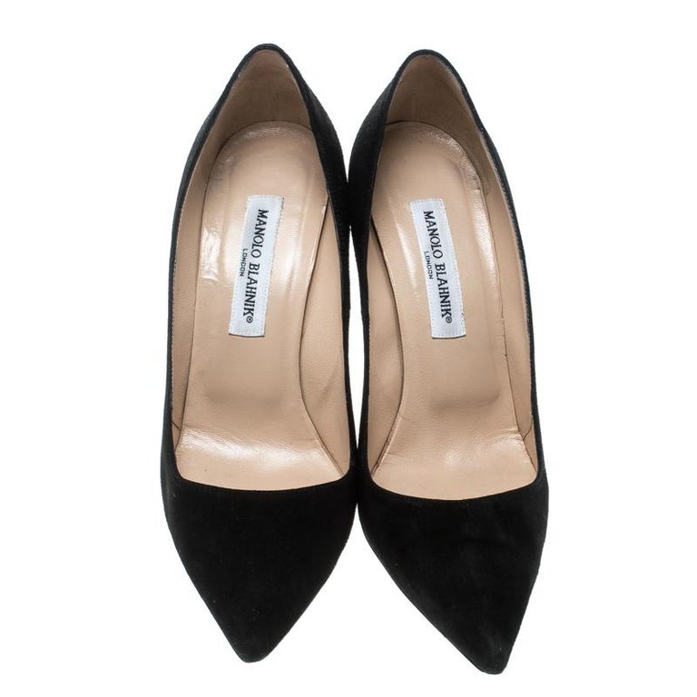 Manolo Blahnik Black Suede BB Pointed Toe Pumps Size 39.5 For Sale at ...