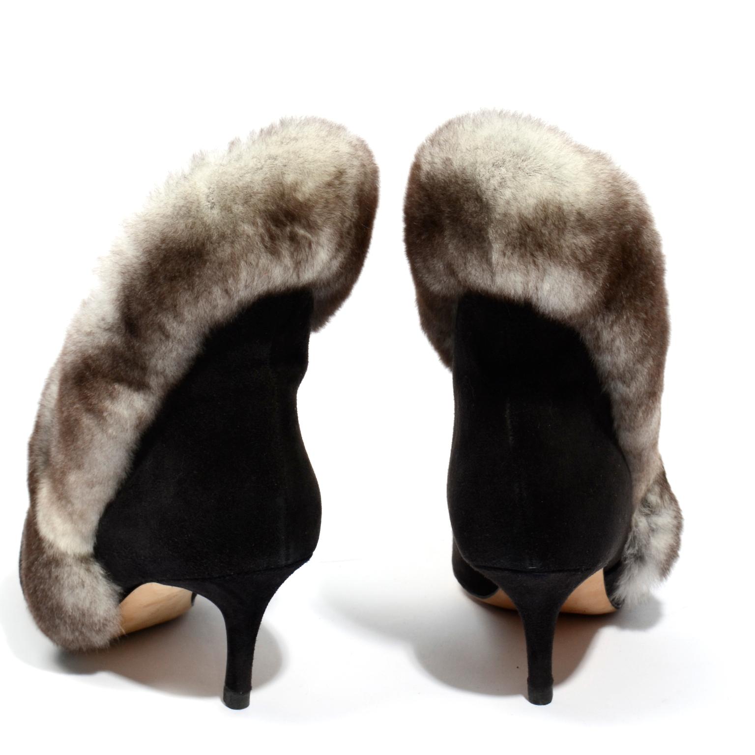 black fur boots heels