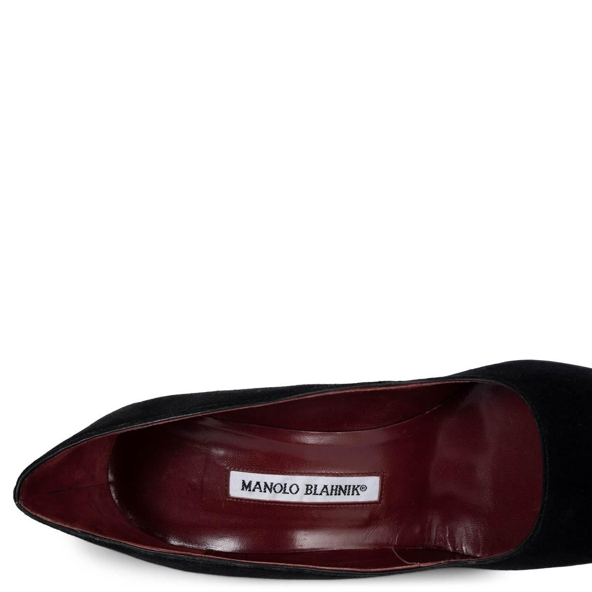 MANOLO BLAHNIK black suede CURVED HEEL Pumps Shoes 38 For Sale 1