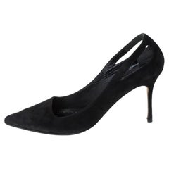 Manolo Blahnik Black Suede Cut Out Detail Pointed Toe Pumps Size 39