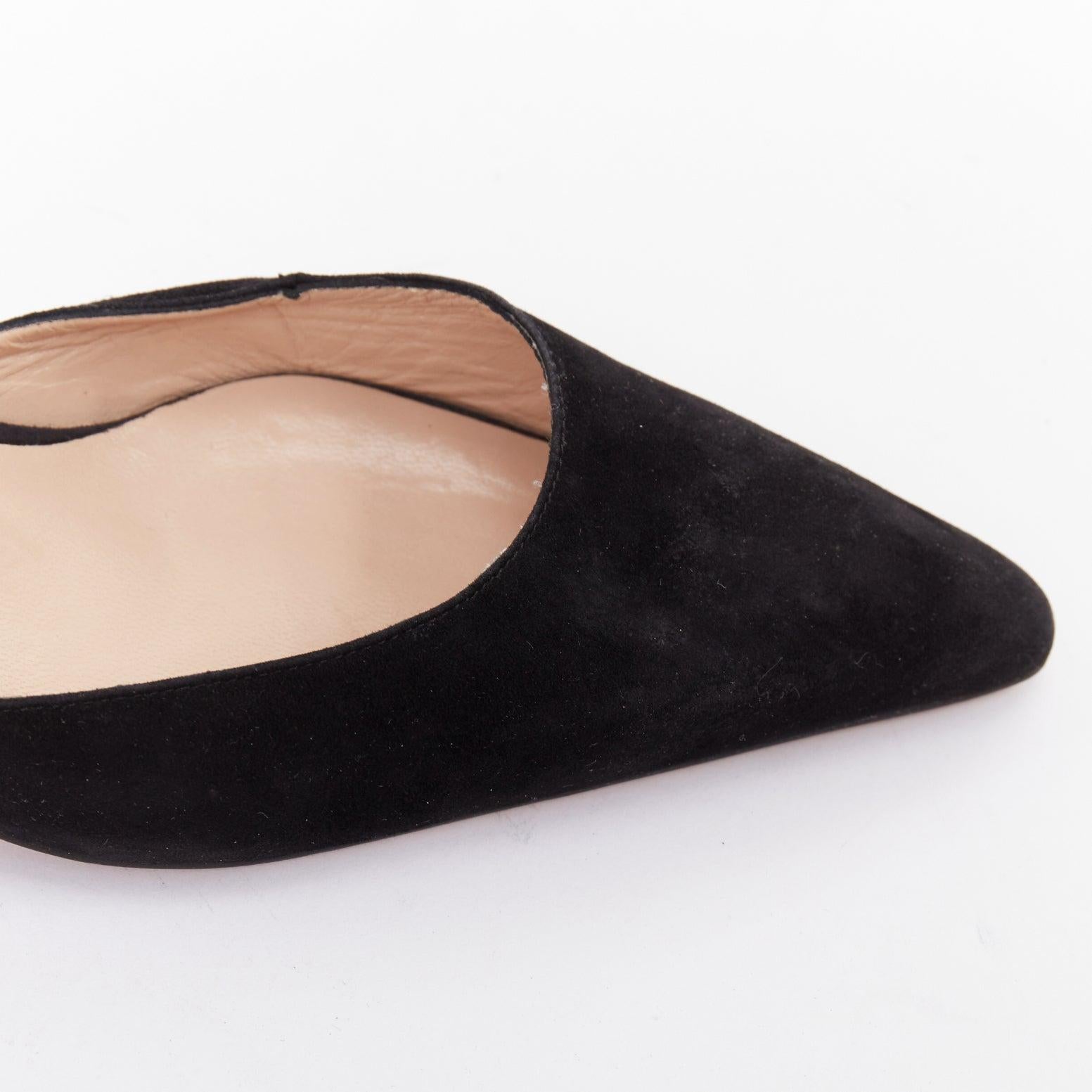 Manolo Blahnik nero in pelle scamosciata con tacco a spillo basso EU36 2